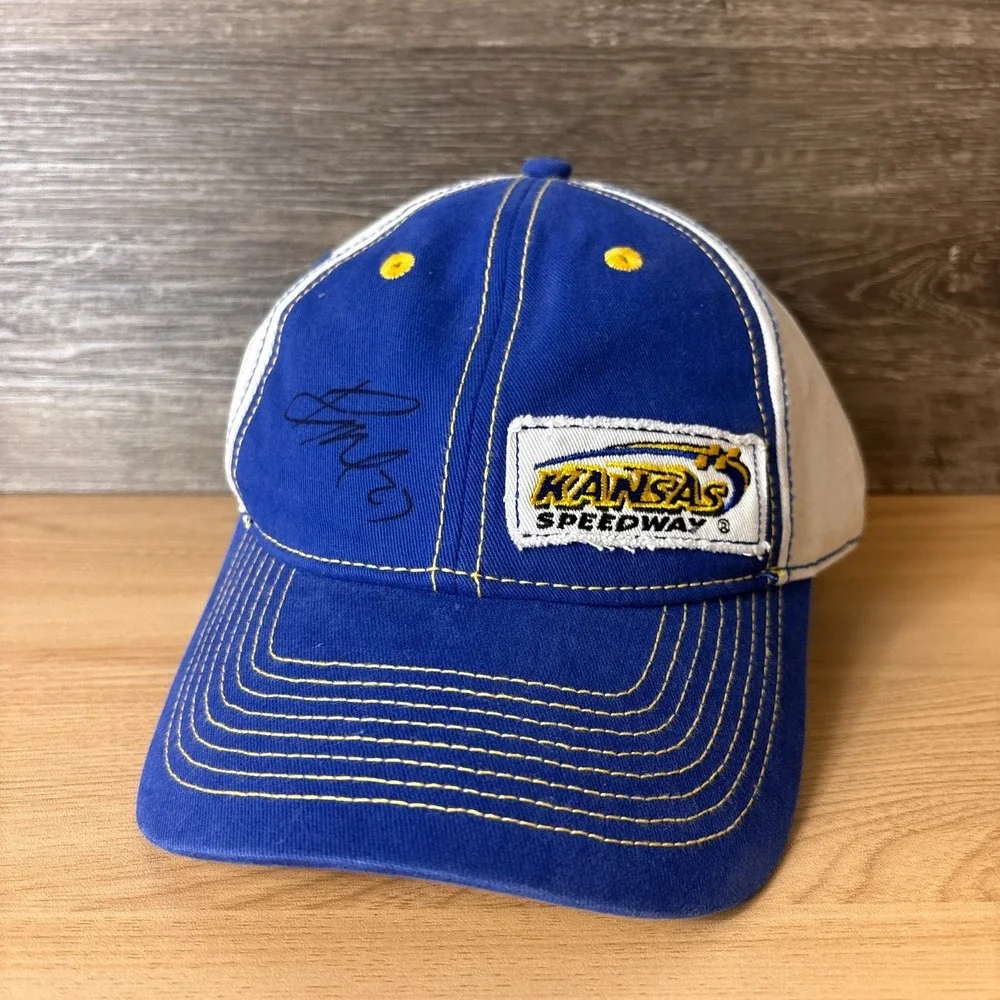 Kansas Speedway Hat Cap Strap‎ Back Blue Yellow Racing Adjustable